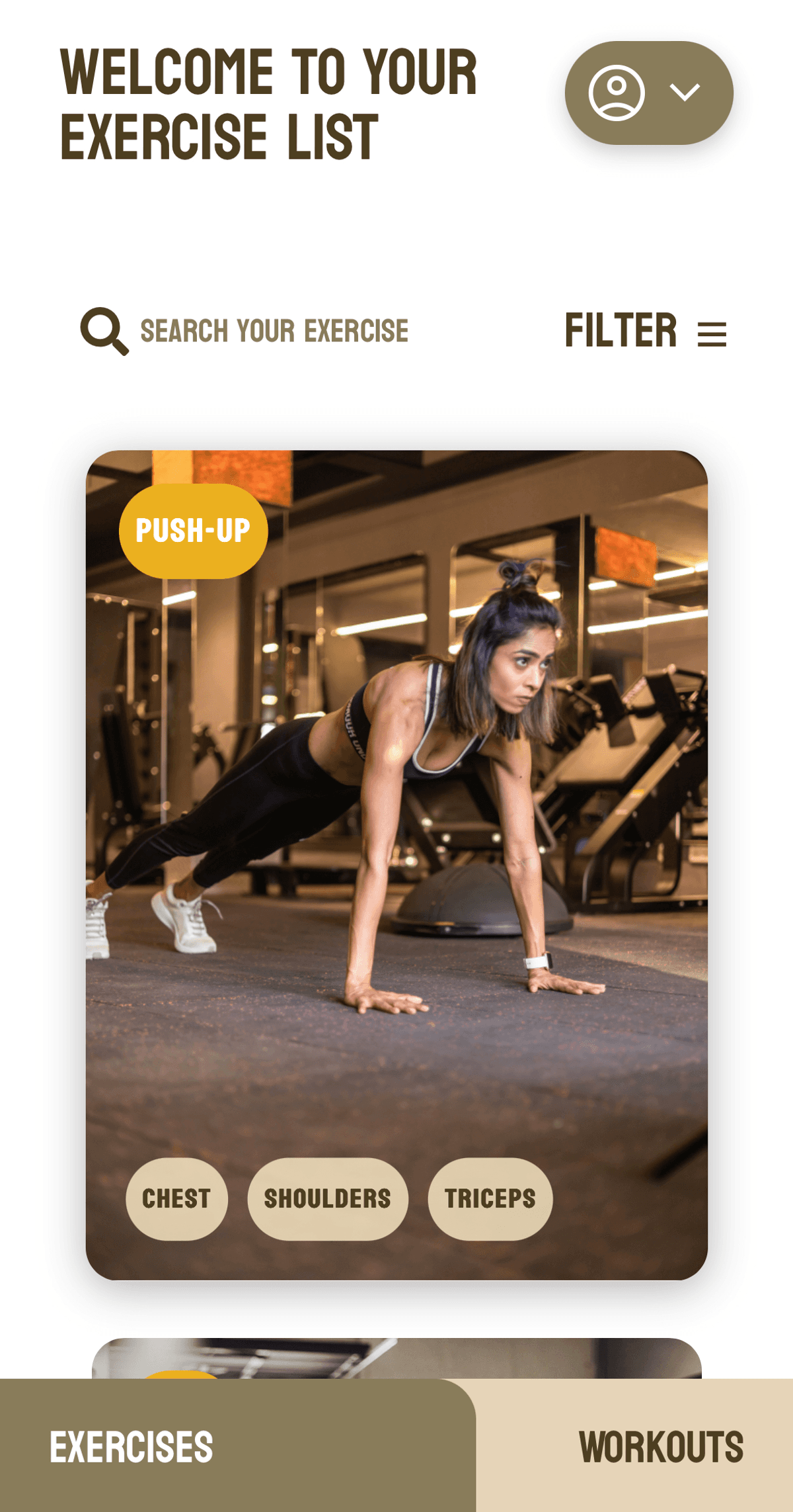 Woman doing push-ups in gym.
