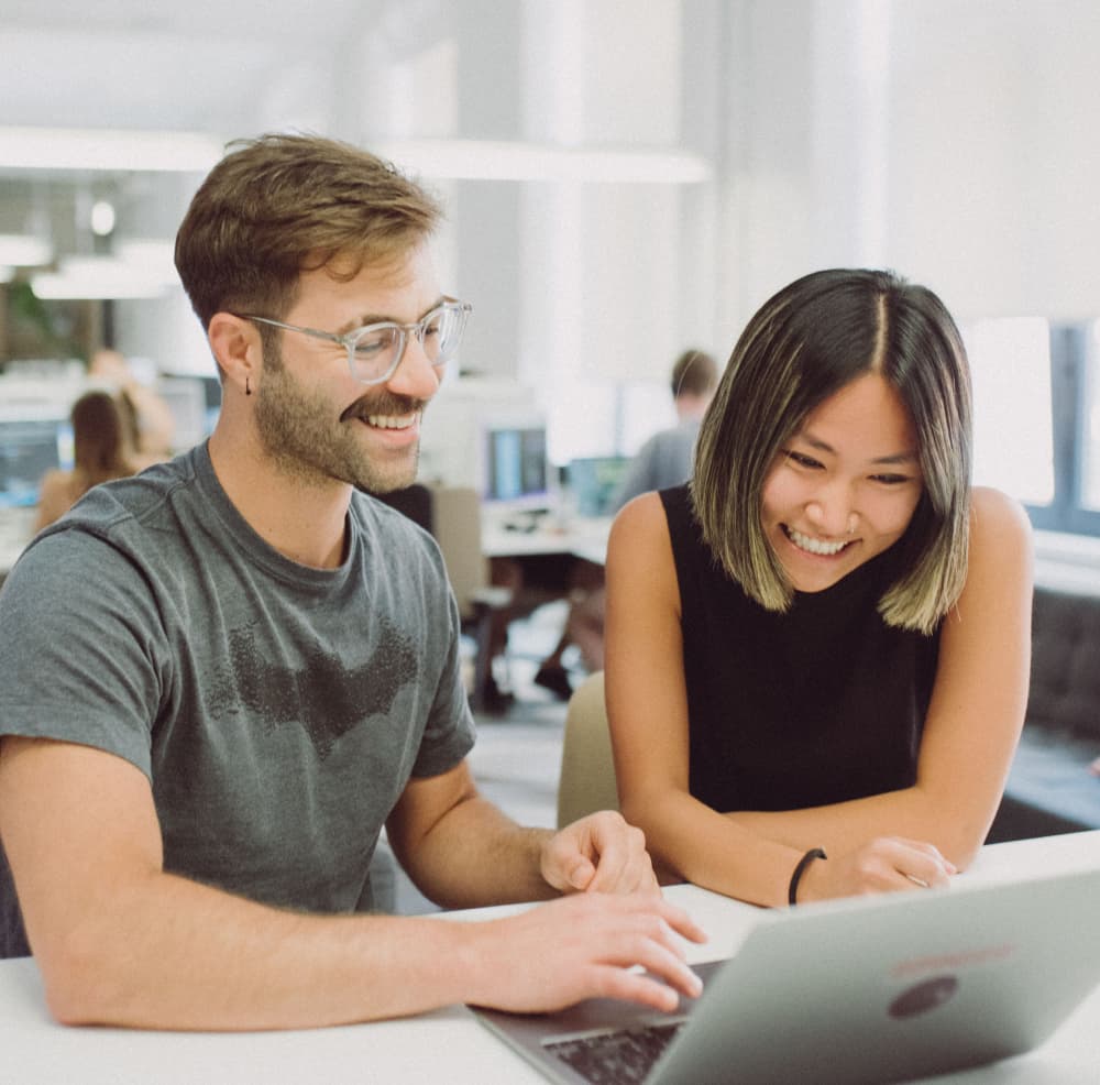 two students working together