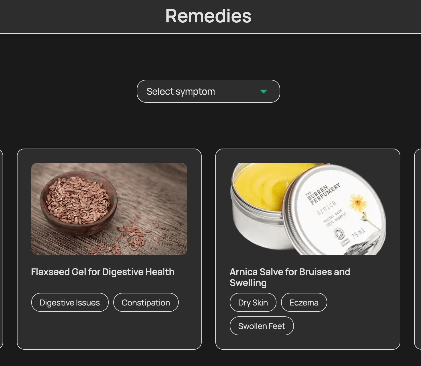 Image showing natural remedies for different symptoms