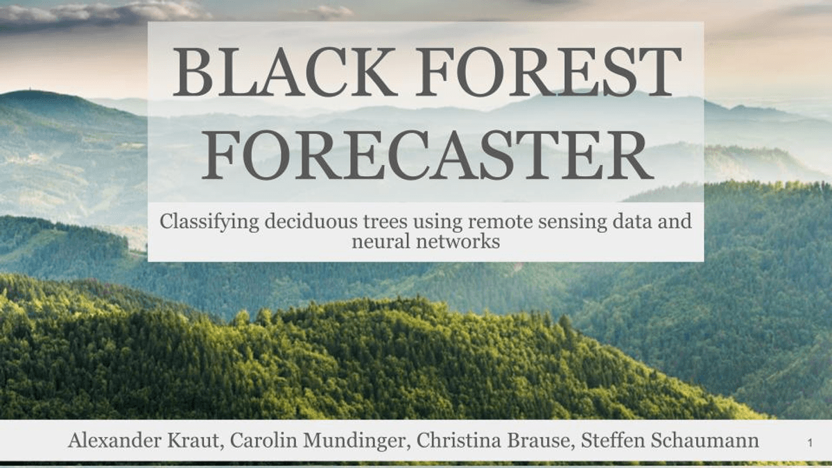 Forest landscape with title text 'Black Forest Forecaster' and subtitle.